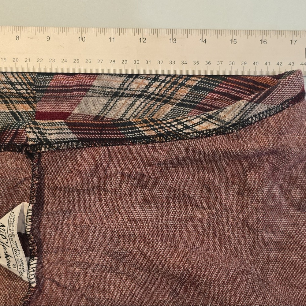 NRC Fashions Women's Burgundy Plaid A-Line Knee Length Skirt - Picture 7 of 7